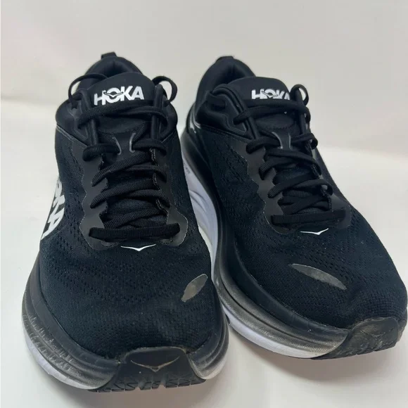Hoka One One Bondi 8 Men's Running Shoes Athletic Sneakers Size 13D Black White - Picture 3 of 10